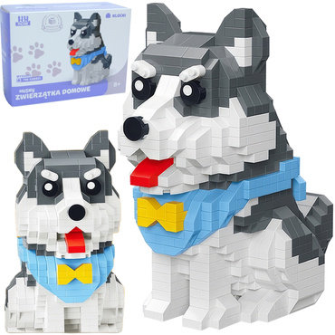 KLOCKI PIESEK HUSKY BIAŁO-SZARY zwierzątko domowe PIES 796 elementów
