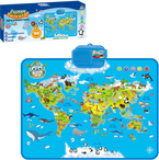 DUŻA INTERAKTYWNA MAPA ŚWIATA ZWIERZĄTKA zwierząt DOTYKOWA MÓWI PO POLSKU