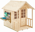 DREWNIANY DOMEK OGRODOWY DLA DZIECI Z WERANDĄ I KUCHNIĄ DREWNO FSC + Akcesoria TP Toys