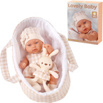 LALKA BOBAS REALISTYCZNA Z KRÓLICZKIEM + NOSIDEŁKO AKCESORIA łóżeczko 33 cm NA PREZENT 