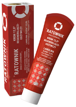 KREM RATOWNIK 12% multifunkcyjny ochronny regenerujący MAŚĆ LANOLINOWA 90g RETTER