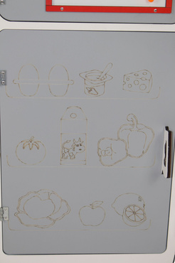 TABLICA KREDOWA MAGNETYCZNA DREWNIANA 4w1 LICZYDŁO ZEGAR Akcesoria SZARA