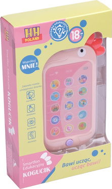 TELEFON KOGUCIK SMARTFON EDUKACYJNY MÓWI PL RÓŻOWY
