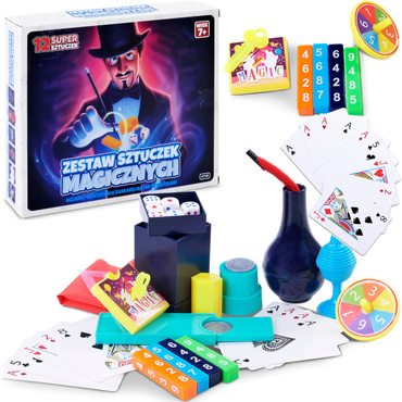 ZESTAW SZTUCZEK MAGICZNYCH 12 SZTUCZEK DLA DZIECI TRIKI REKWIZYTY ARTYK