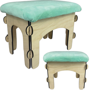 DREWNIANY TABORET DLA DZIECI STOŁEK do pokoju dziecięcego MIĘKKI PUFA polski MIĘTOWY