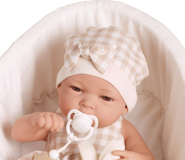 LALKA BOBAS REALISTYCZNA Z KRÓLICZKIEM + NOSIDEŁKO AKCESORIA łóżeczko 38 cm NA PREZENT 