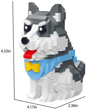 KLOCKI PIESEK HUSKY BIAŁO-SZARY zwierzątko domowe PIES 796 elementów