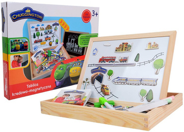 DREWNIANA TABLICA MAGNETYCZNA KREDOWA STACYJKOWO CHUGGINGTON