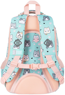 ST.RIGHT PLECAK SZKOLNY 3-KOMOROWY TORNISTER KLASA 1-3 KOTKI BP-26 CHARMING CATS