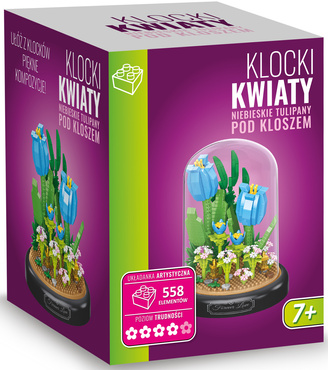KLOCKI KWIATY NIEBIESKIE TULIPANY ZESTAW 558 el. POD KLOSZEM