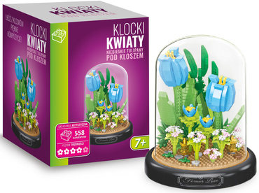 KLOCKI KWIATY NIEBIESKIE TULIPANY ZESTAW 558 el. POD KLOSZEM