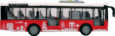 DUŻY CZEROWNY AUTOBUS MIEJSKI Z DŹWIĘKIEM ŚWIATŁEM I NAPĘDEM 28 cm