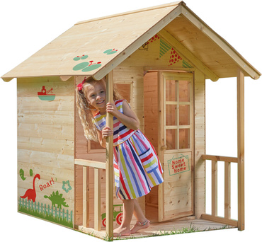 DUŻY DREWNIANY DOMEK OGRODOWY Z WERANDĄ dla dzieci DREWNO FSC TP Toys