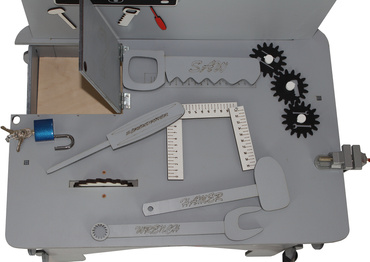 DUŻY DREWNIANY WARSZTAT MAJSTERKOWICZA ZNIKOPIS NARZĘDZIA ZESTAW