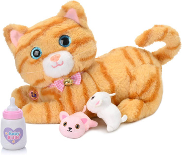 INTERAKTYWNY KOTEK + KOCIAKI MIAUCZY MRUCZY BUTELKA NAGRYWA DŹWIĘKI KOT RUDY