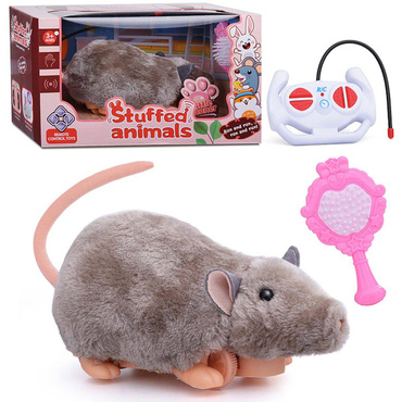 DUŻA MYSZ ZDALNIE STEROWANA na pilota PLUSZOWA INTERAKTYWNA Myszka 30cm + SZCZOTKA DO PIELĘGNACJI