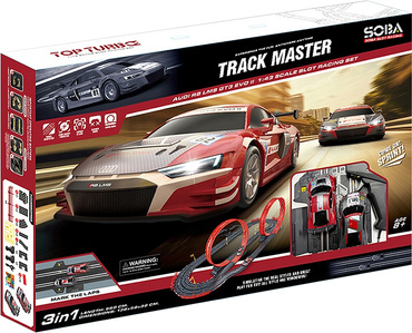 DUŻY TOR SAMOCHODOWY 3w1 Wyścigowy 560cm 2 AUTA AUDI R8 3 wersje toru LICENCJA AUDI