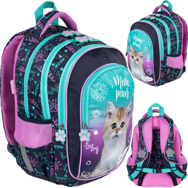 PLECAK TORNISTER SZKOLNY 4-KOMOROWY KOTEK MY LITTLE FRIEND BPL-58 KITTY PARTY