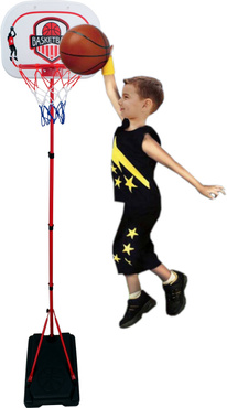 ZESTAW DO KOSZYKÓWKI DLA DZIECI KOSZ PIŁKA 180CM REGULOWANY METALOWY STOJAK