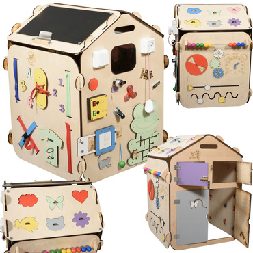 DOMEK MANIPULACYJNY SENSORYCZNY MONTESSORI TABLICA