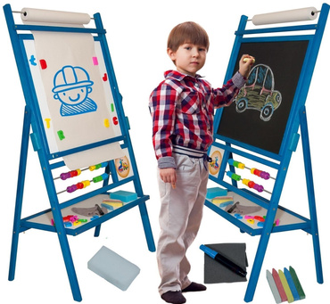 DUŻA Obrotowa TABLICA KREDOWO MAGNETYCZNA 6w1 BLUE