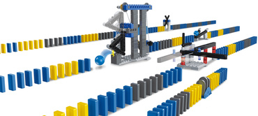 DOMINO GRA KLOCKI PRZESZKODY ZESTAW 120 klocków + 11 dodatków TOR