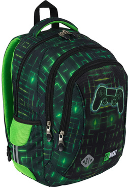ST.RIGHT PLECAK SZKOLNY 3-KOMOROWY TORNISTER KLASA 1-3 DLA GRACZA BP-26 NEON PAD