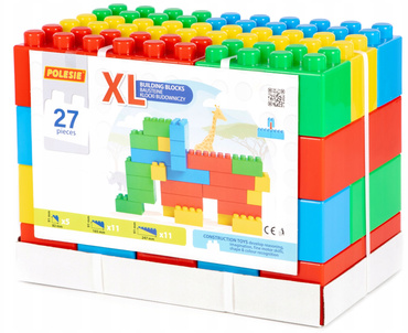 KLOCKI BUDOWLANE konstrukcyjne CEGŁY DUŻY ZESTAW GIGANTXXL 27 elementów