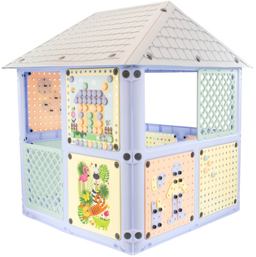 ZESTAW DOMEK OGRODOWY SMART HOUSE 6w1 + ZJEŻDZALNIA WODNA + PIASKOWNICA Pastelowy PLAC ZABAW