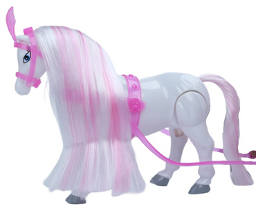 KARETA DYNIA Z CHODZĄCYM KONIEM i LALKĄ KSIĘŻNICZKĄ Chodzący KOŃ KAROCA RÓŻOWA