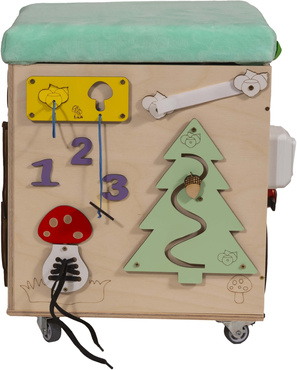 PUFA SKRZYNIA MANIPULACYJNA LAS SENSORYCZNA schowek POJEMNIK Na Zabawki TABLICA