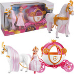 KARETA DYNIA Z CHODZĄCYM KONIEM Chodzący KOŃ KAROCA LALKA KSIĘŻNICZKA RÓŻOWA