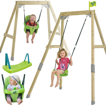 DREWNIANA HUŚTAWKA OGRODOWA DLA DZIECI 2w1 123-209cm