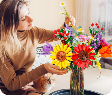 KLOCKI konstrukcyjne KWIATY ZESTAW BUKIET KWIATÓW 976 el. kwiatki