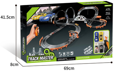 DUŻY TOR SAMOCHODOWY Wyścigowy ELEKTRYCZNY 838cm PĘTLE 2 AUTA ZASILACZ światło LED