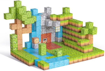 KLOCKI MAGNETYCZNE konstrukcyjne DLA DZIECI SZEŚCIANY PIKSELE KOSTKI 108el