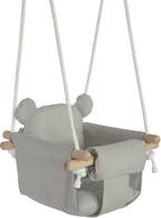 DREWNIANA HUŚTAWKA DLA DZIECI niemowląt MIĘKKA BEZPIECZNA FOTELIK Z PASAMI 6M+