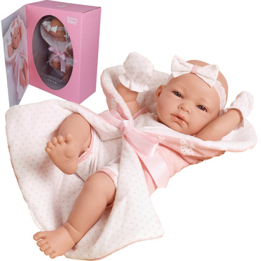 LALKA BOBAS REALISTYCZNA + AKCESORIA kocyk becik smoczek 38 cm NA PREZENT 