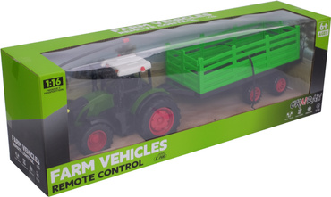 DUŻY TRAKTOR ZDALNIE STEROWANY CIĄGNIK Z PRZYCZEPĄ 50CM RC akumulator USB