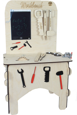 DUŻY DREWNIANY WARSZTAT MAJSTERKOWICZA ZNIKOPIS NARZĘDZIA ZESTAW