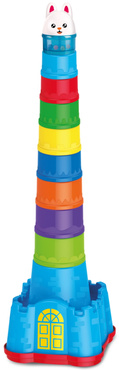 WYSOKA WIEŻA PIRAMIDKA DLA MALUCHÓW Sorter KUBECZKI 58cm ZAMEK KRÓLICZKA