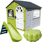 PalPlay DOMEK OGRODOWY ZJEŻDŻALNIA PIASKOWNICA PLAC ZABAW STORM + GREEN