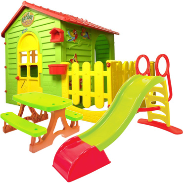 DOMEK + ZJEŻDŻALNIA 12603 + STOLIK MOCHTOYS PLAC ZABAW