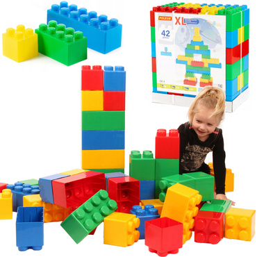 KLOCKI BUDOWLANE konstrukcyjne CEGŁY DUŻY ZESTAW GIGANT XXL 42 elementów