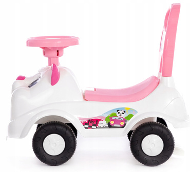 JEŹDZIK CHODZIK PCHACZ DLA DZIECI dziewczynki AUTO autko BIAŁY MIŚ klakson schowek