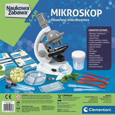 MIKROSKOP 600x dla dzieci NAUKOWA ZABAWA akcesoria Clementoni
