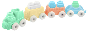 POCIĄG SENSORYCZNY + KLOCKI miękkie ZESTAW PLAY SQUISH MOCHTOYS polskie