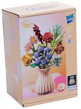 KLOCKI konstrukcyjne KWIATY ZESTAW BUKIET KWIATÓW W WAZONIE 724 elementów kwiatki