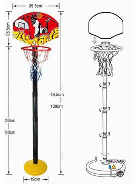 DUŻY ZESTAW DO KOSZYKÓWKI DLA DZIECI DO 109 cm KOSZYKÓWKA