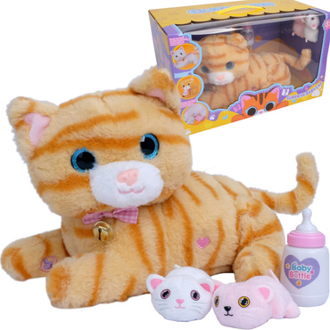 INTERAKTYWNY KOTEK + KOCIAKI MIAUCZY MRUCZY BUTELKA NAGRYWA DŹWIĘKI KOT RUDY